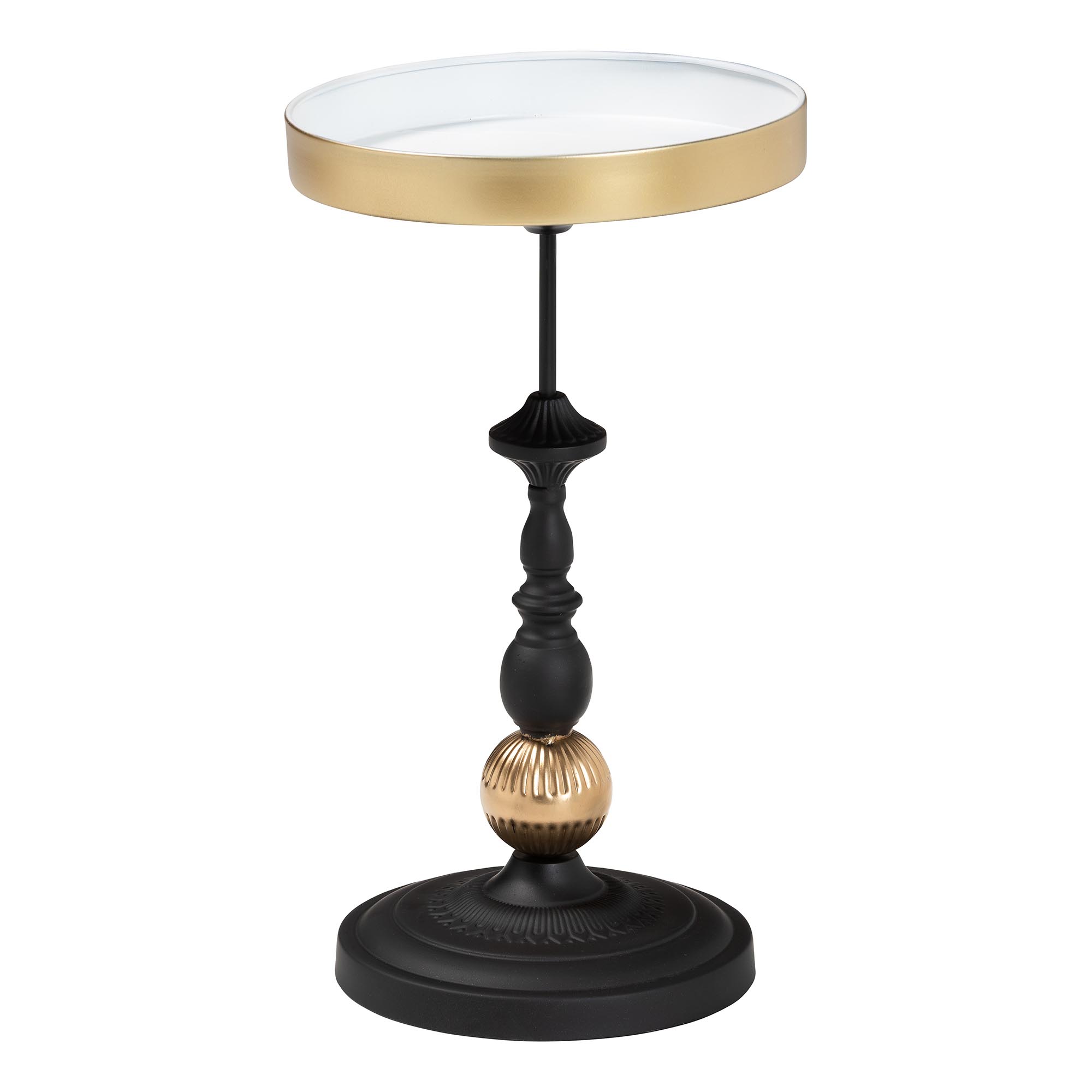Baxton Studio Javion Modern Glam Round Accent Side Table - Black & Gold Metal End Table with Tray Top for Indoor or Semi-Outdoor Use Affordable modern furniture in Chicago, classic living room furniture, modern end table, cheap end table